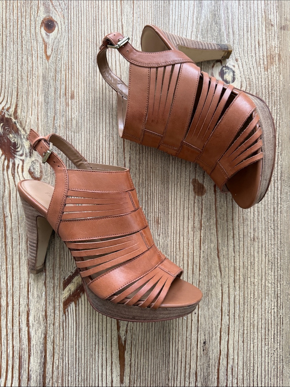 Franco Sarto - Women's Tan Strappy High-Heel Sandals